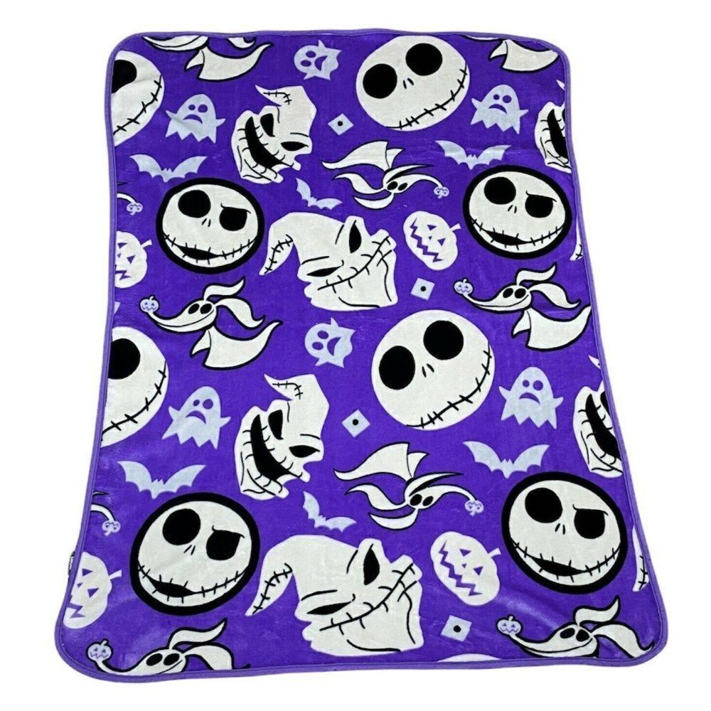 Disney Nightmare Before Christmas TNBC Purple Jack Oogie Plush Blanket 49" x 35"